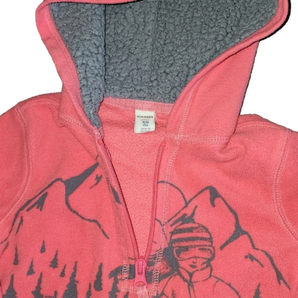 Old NAVY Pink and Grey Fleece Snowboarder Half-Zip Hoodie - Picture 3 of 4
